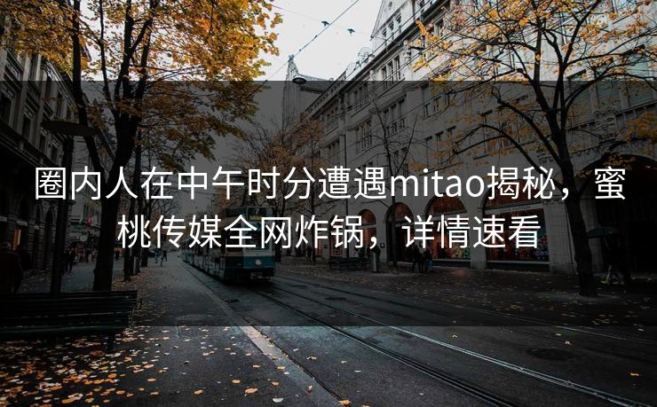 圈内人在中午时分遭遇mitao揭秘，蜜桃传媒全网炸锅，详情速看